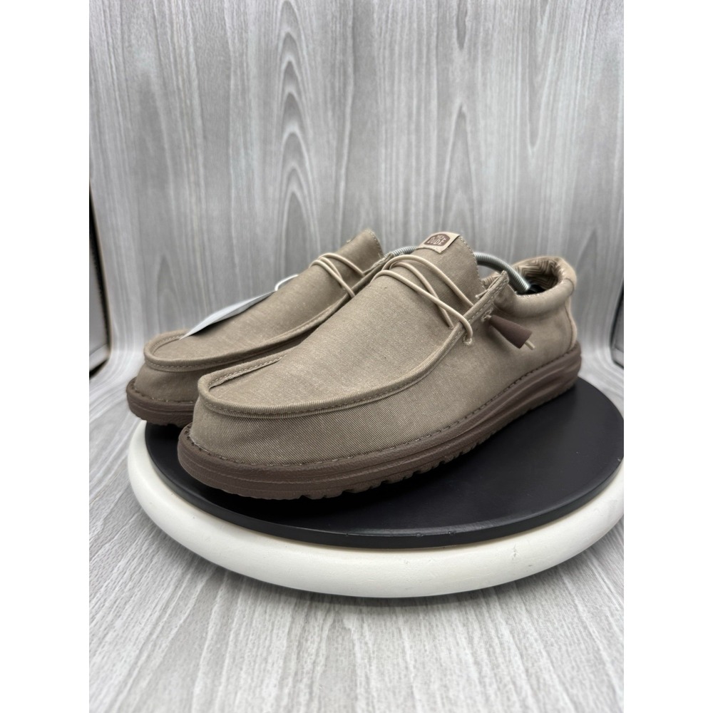 Hey Dude Wally Stretch Canvas Mens Size 13 Crockery Brown Casual Slip On Shoes